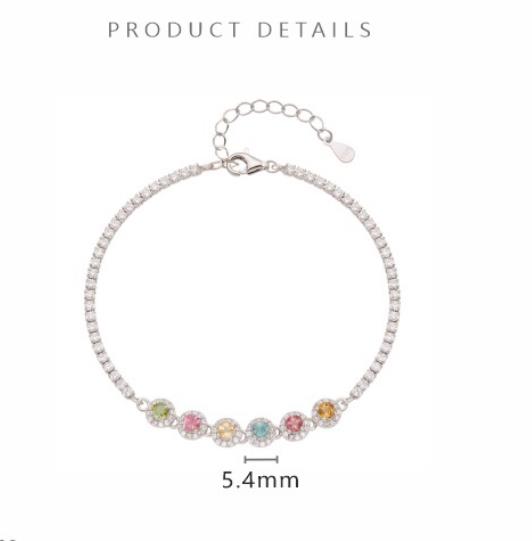 Natural Tourmaline Gemstone Bracelet for Women Made With S925 Sterling Silver and Featuring Candy Colored Gemstones